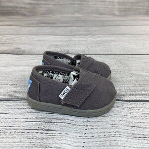 Toms Canvas Slip On Play Shoes Baby Kids Size 4 Casual Comfort Flats - Taupe
